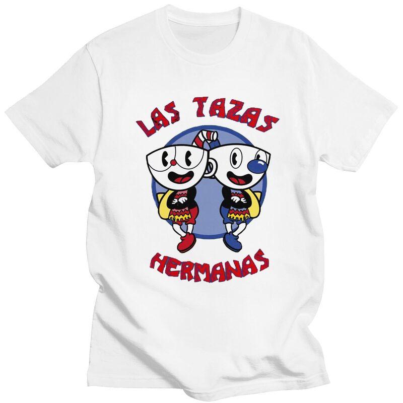 

Custom Las Tazas Hermanas Cuphead T Shirt for Men Pure Cotton Tshirt Leisure Tees Short Sleeve Cartoon Game T-shirt Slim Fit ... S разноцветный
