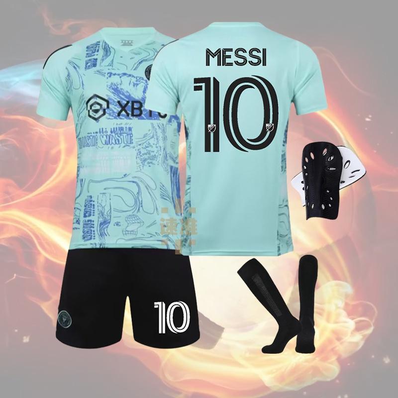 Conjunto de Camiseta de Fútbol Messi Miami Para Adultos y Niños Tejido de Poliéster Transpirable Calidad de Exportación
