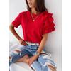 GMXIA Summer Simple and Fashionable Ruffled Short-sleeved, Versatile O-neck T-shirt