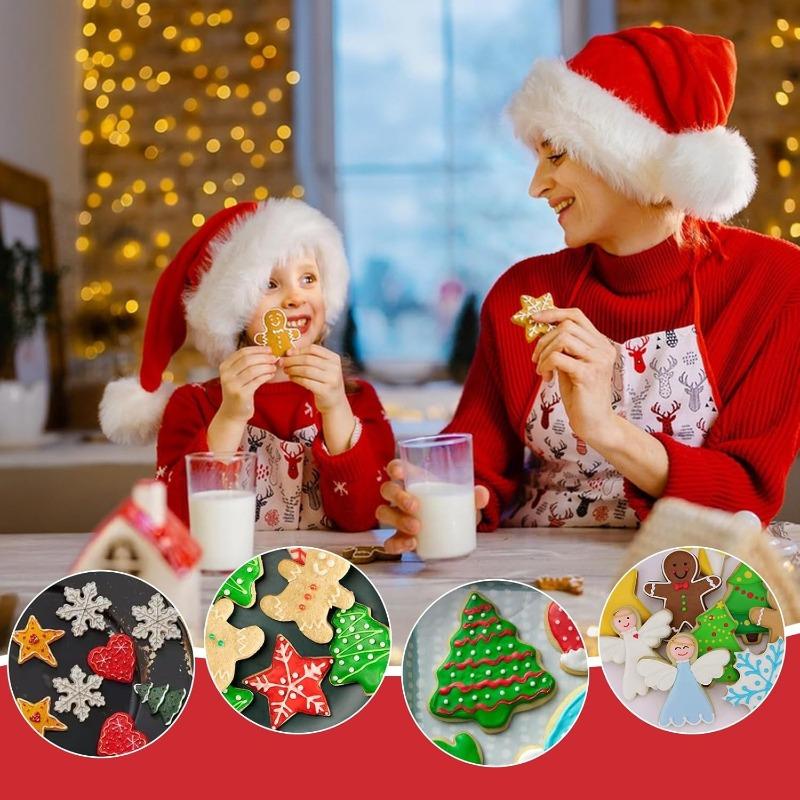 Christmas Cookie Cutters Set, 18 Piece Stainless Steel Holiday Cookie Baking Tools Gingerbread Man Snowflake Christmas Tree Hear Star Angel Shapes