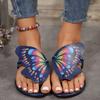 Stylish Women's Butterfly Print Slide Sandals | Faux Cover Upper & Rubber Sole | Versatile All-Season Footwear | Fashionable Clip Toe, Slip-On Flats