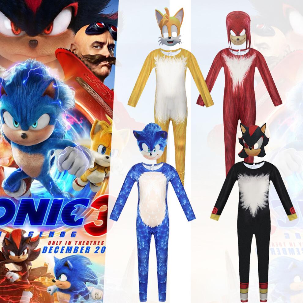 (Sonic, 190) Sonic Cosplay Costume Jumpsuit Party Fancy Dress Bodysuit for Kids Adults