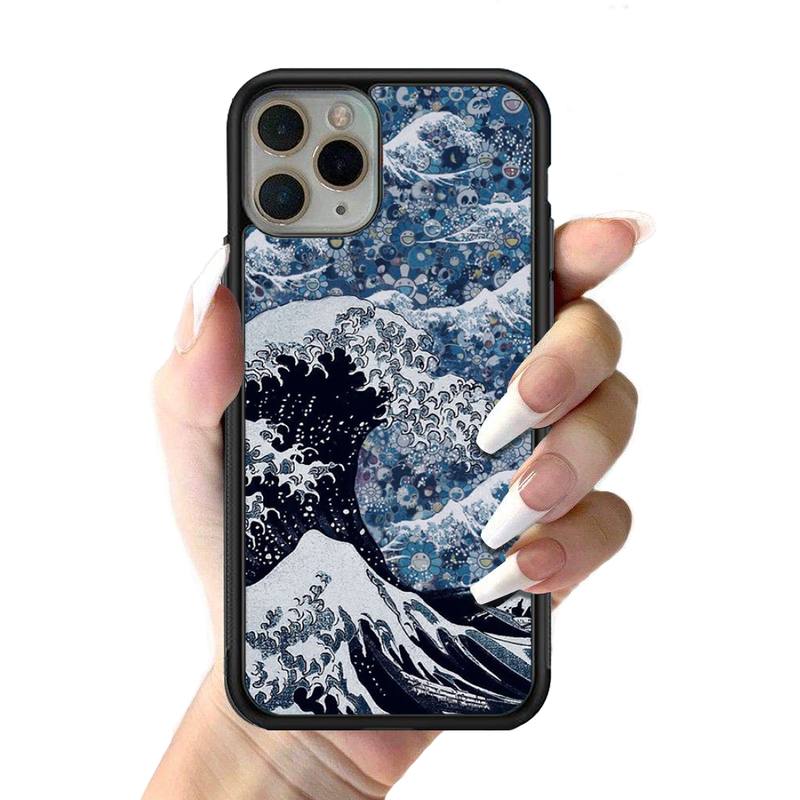 Japanese Wave Anime Dragon Phone Case Silicone PC+TPU Case for iPhone 11 12 13 Pro Max 8 7 6 Plus X SE XR Hard Fundas
