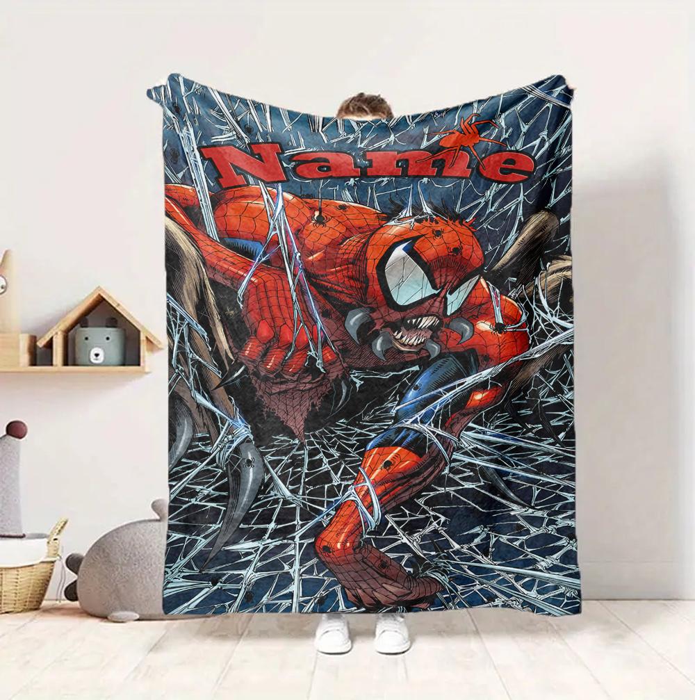 Custom Name Spider-Man Adventures Flannel Blanket Throw Blanket Soft Warm Sofa Bed Decor Unique Gift