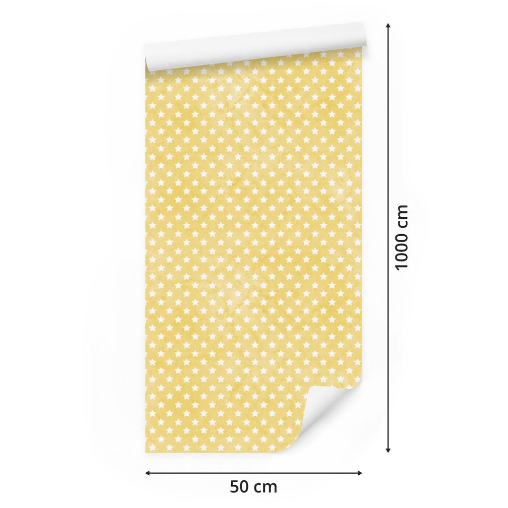 Cream and Yellow Stars Wallpaper for Living Room and Bedroom 50x1000