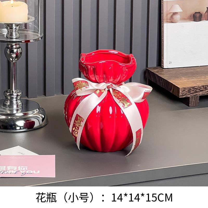 Lucky Bag Ceramic Vase Bridal Bouquet Ornament Hydroponic Vase Flower Arrangement Desktop Flower Vessel Decorative Vases Crafts