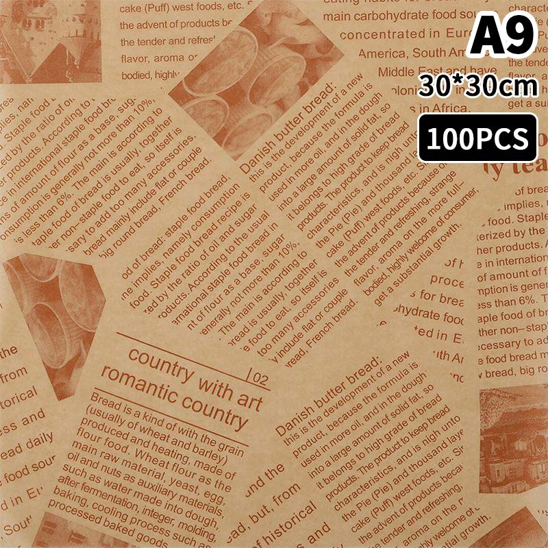 100Pcs Oil-Proof Wax Paper Food Wrapper Paper Bread Sandwich Burger Fries Wrapping Tray Basket Liners Fast Food Bread Oilpaper