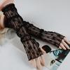 Fashion for Butterfly Decor Gloves Elastic Bridal Etiquette Long Sleeve Gloves See Through Black White Color Fishnet Glo