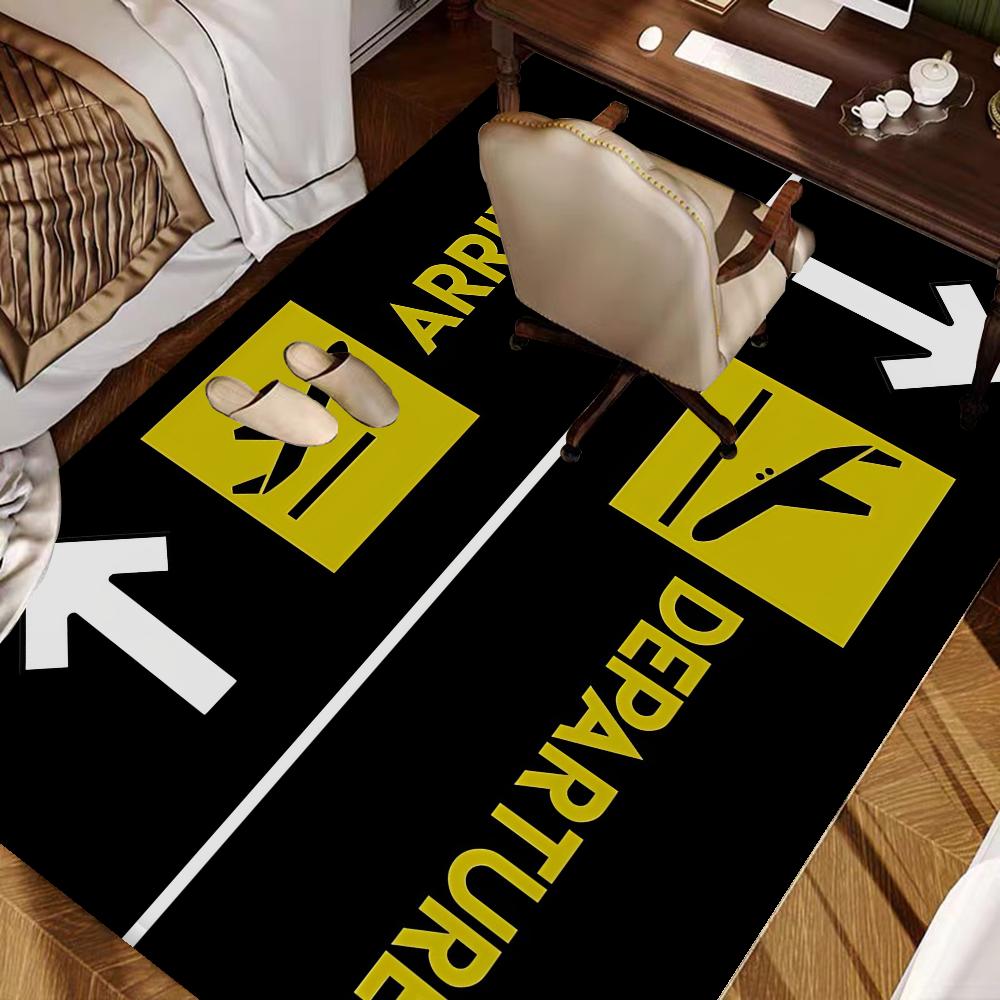 Arrival And Departure Flight Airport Floor Mat Rectangle Anti-slip Home Soft Badmat Front Door Outdoor Mat Welcome Doormat