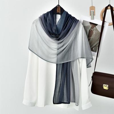 Hot-selling New Solid Color Gradual Change Color Silk Scarf Long Scarf Women's Scarf Spring and Autumn Polyester Thin Yarn