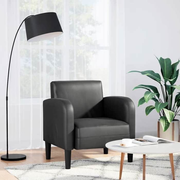 VidaXL Chaise de canapé avec accoudoirs noir 54 cm similicuir, canapé simple, canapé confort, fauteuil de télévision, 4100529