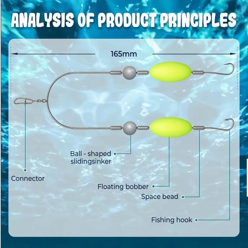 6#/8#/10#/12# Stainless Double-Hook Reverse Bottom Rig Sharp Barbed Anti-entanglement Fishing Double Hook No Unhooking Anti Tangle