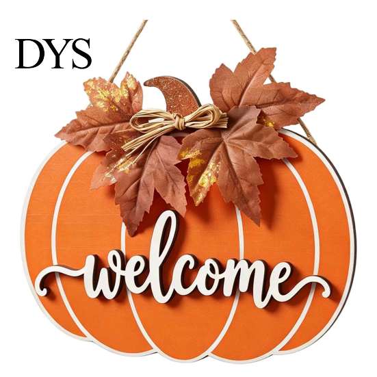 Forniture per Festa del Ringraziamento Segno di Benvenuto in Legno a Forma di Zucca per Porta d'Ingresso, Ciondolo Appeso Rustico del Raccolto Autunnale con Decorazione Murale Autunnale in Stile Fattoria 3D Goffrato