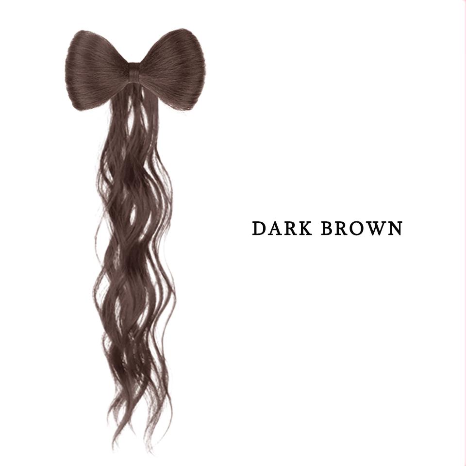 Syntetisk chignon sløyfe hestehale klips i hårforlengelser Naturlig falskt mørkt brunt hår Hårnåler Bånd Tilbehør for kvinner