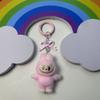 Mini LABUBU Key Chain Kawaii Labubu School Bag Pendant Keyring Couple DIY Key Ring Decoration Accessories Kids Gift