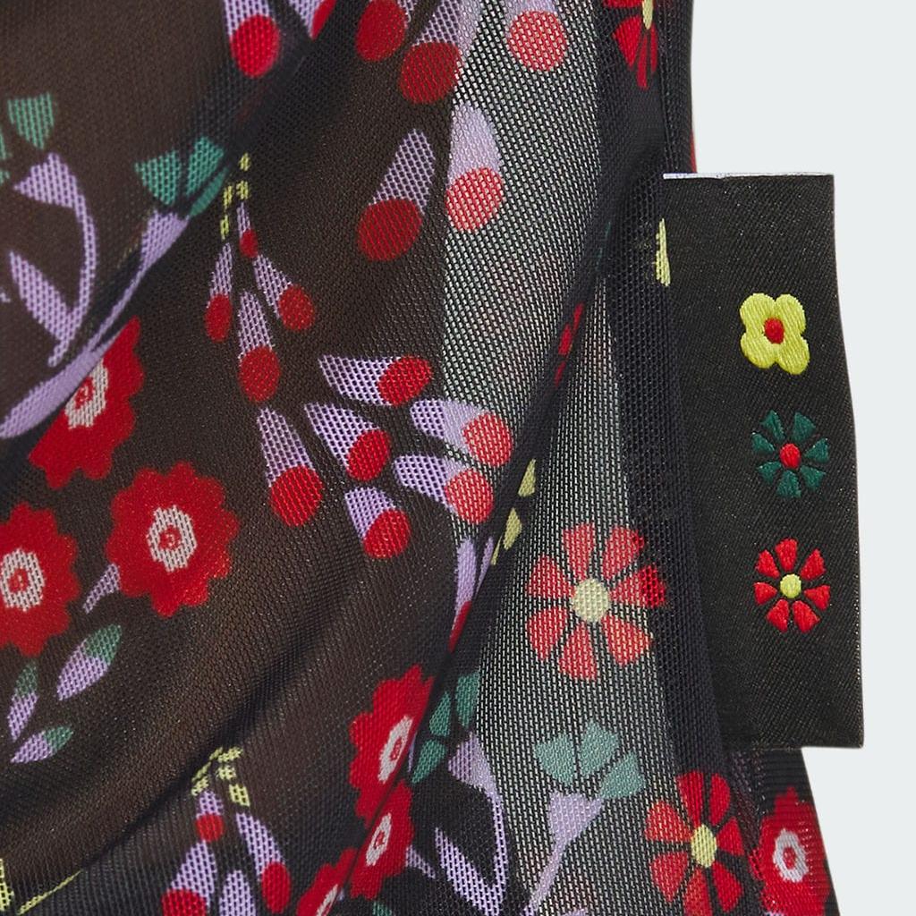 Adidas X Shuting Qiu Designer Collaboration Mesh Sleeve Floral Print Long Sleeve Tee Women Tops Black IM8444