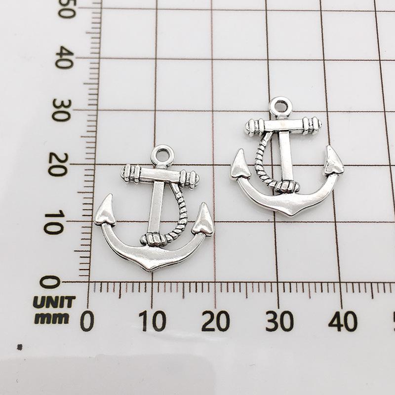 Vintage Antique Silver Anchor Charm Pendant for DIY Jewelry - 1 Piece