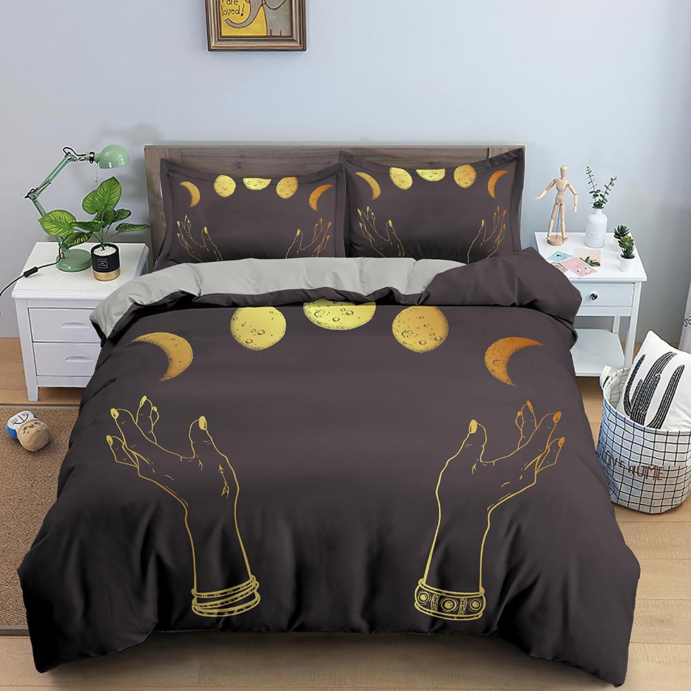 Divination Theme Duvet Cover Set Polyester Bedding Set Moon Sun Constellation Pattern King Queen Twin Size For Boys Girls Teens