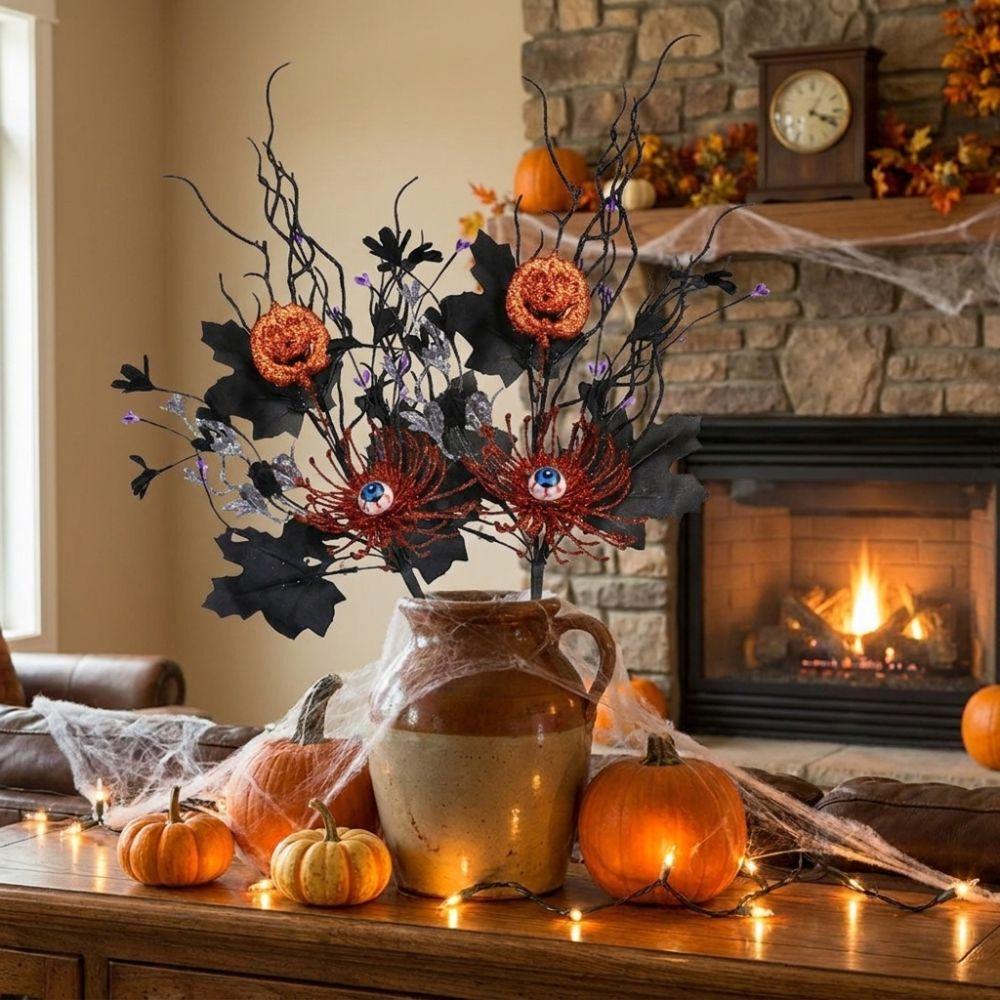 Realistic Maple Leaf Floral Stems Gothic Style Faux Fall Leaves Party Vase