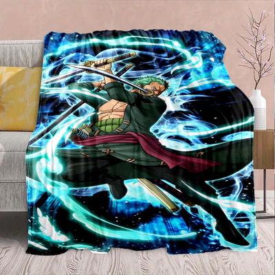 One Piece Anime Flannel Blanket - Soft Warm Perfect for Sofa, Bedding Camping Travel Office Home Decor -QJY