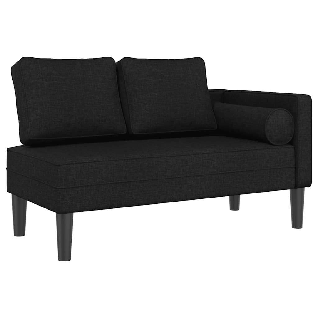 Black Fabric Chaiselongue with Cushions