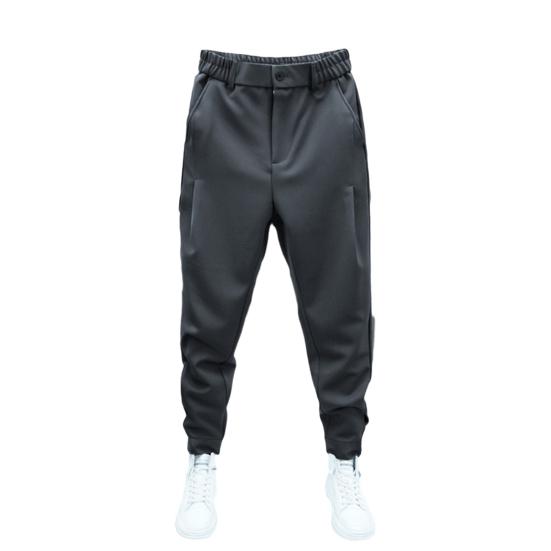 Pantalones informales para hombre, cintura elástica, botones, bragueta, pantalones largos, bolsillos, cierre de Color sólido, puños de cinta, pantalones de estilo deportivo de tenis