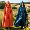 Halloween Cape Cloak with Hood for Adults Kids, Cosplay Costume, Tie Neck, Mid-Length Cape, Party Accessory, Magic Wizard Robe, Multipurpose