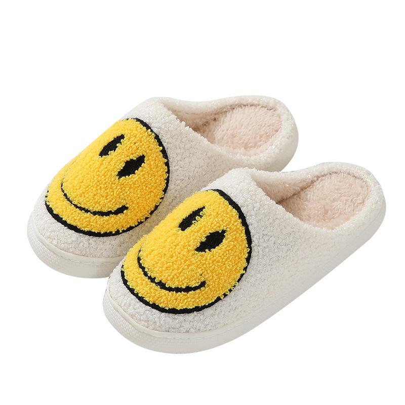 Neue Herbst- und Winter-Niedliche Cartoon-Smiley-Baumwollpantoffeln Zuhause Indoor Rutschfest Warme Pantoffeln