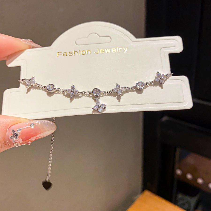 

Fashion Jewelry Zircon Flower Pendant Bracelet For Women Gift Ideas срібний