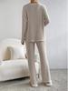 European & American Autumn/Winter Two-Piece Set: V-Neck Ribbed Knit & Casual Straight-Leg Pants