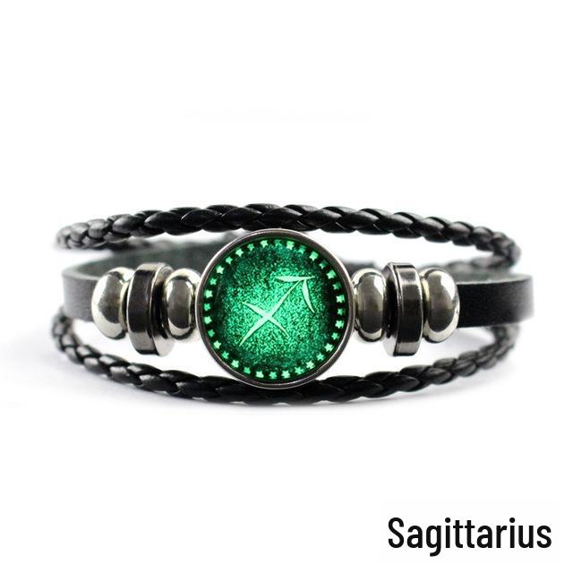 Zodiac Sign Leather Bracelets - European & American Multi-layer DIY Couple Bracelets