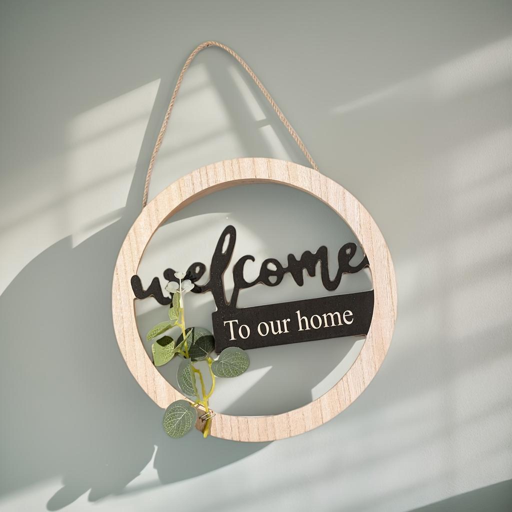 Rustic Farmhouse Wall Decor Signs, "Home is Sweet Home","Welcome to Our Home"-Natural Wood Hanging Decoration with Black Letters