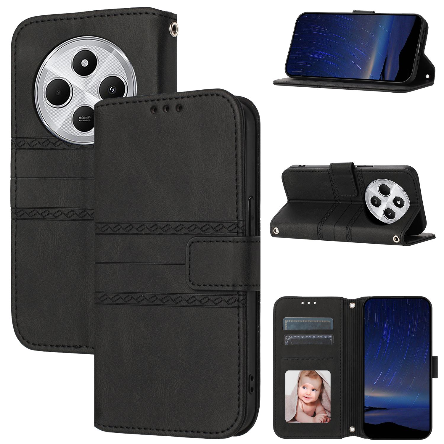 

For Xiaomi Poco C75 4G/Redmi 14R 5G/14C 4G Case Wallet PU Leather Imprinted Pattern Phone Cover A
