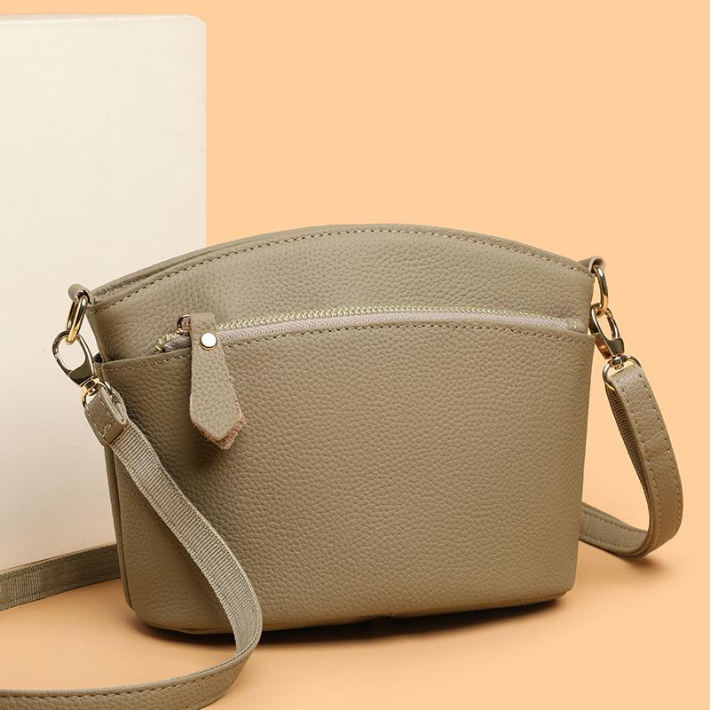 Genuine Leather Crossbody Bag, Top Grain Leather Bucket Shoulder Purse