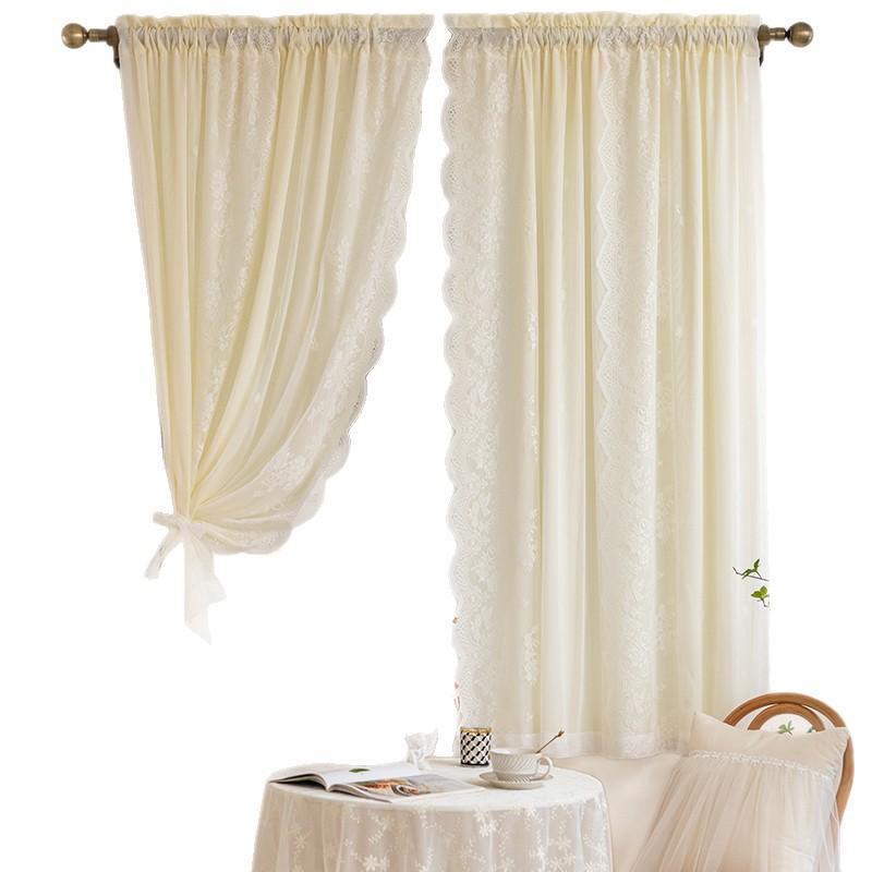 French Style Double Layer Sheer Curtains Lace Bedroom Living Room