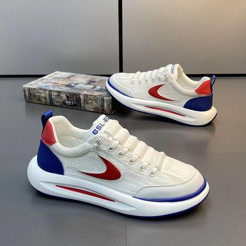 2024 Summer New Breathable Ice Silk Sneakers Men's Shoe Trend Platform Comfort Dad Shoes Soft Sole Casual Sports Running Shoes