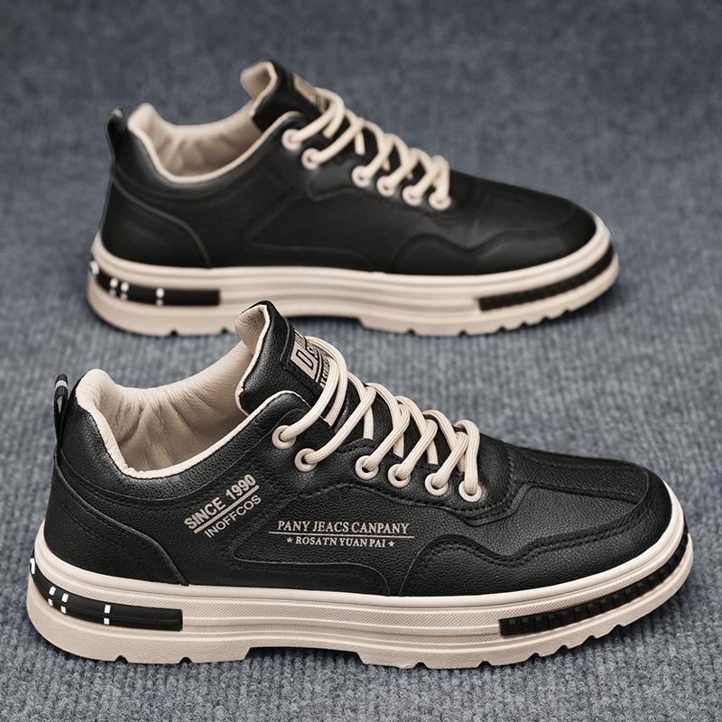 Men's Shoes Board Shoes Men's Casual Leather Shoes Work Waterproof and Non-slip Small White Tide Shoes Autumn