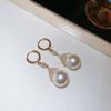 Real gold electroplated round pearl stud earrings necklace set niche earrings fashion temperament earrings light luxury high sense