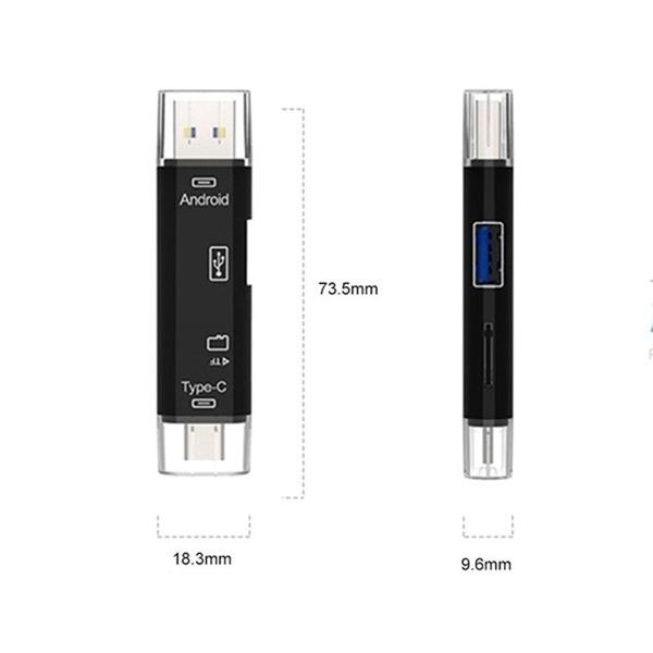 5 em 1 multifuncional usb 3.0 tipo c/usb/micro usb/tf leitor de cartão de memória adaptador de leitor de cartão otg