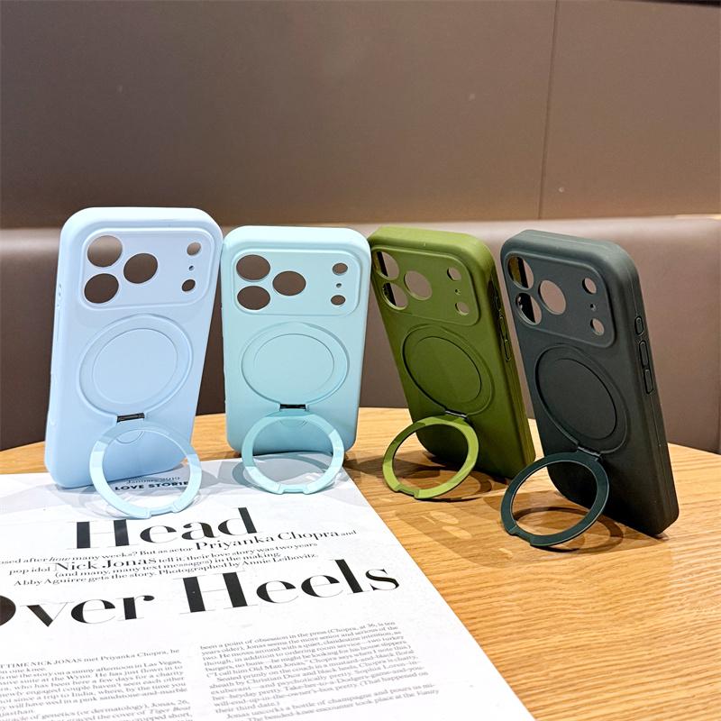 Luxury Liquid Soft Silicone Ring Stand Holder Magnetic For Magsafe Cases For iPhone 17 16 15 14 Plus 13 12 Pro Max 11 Air Cover