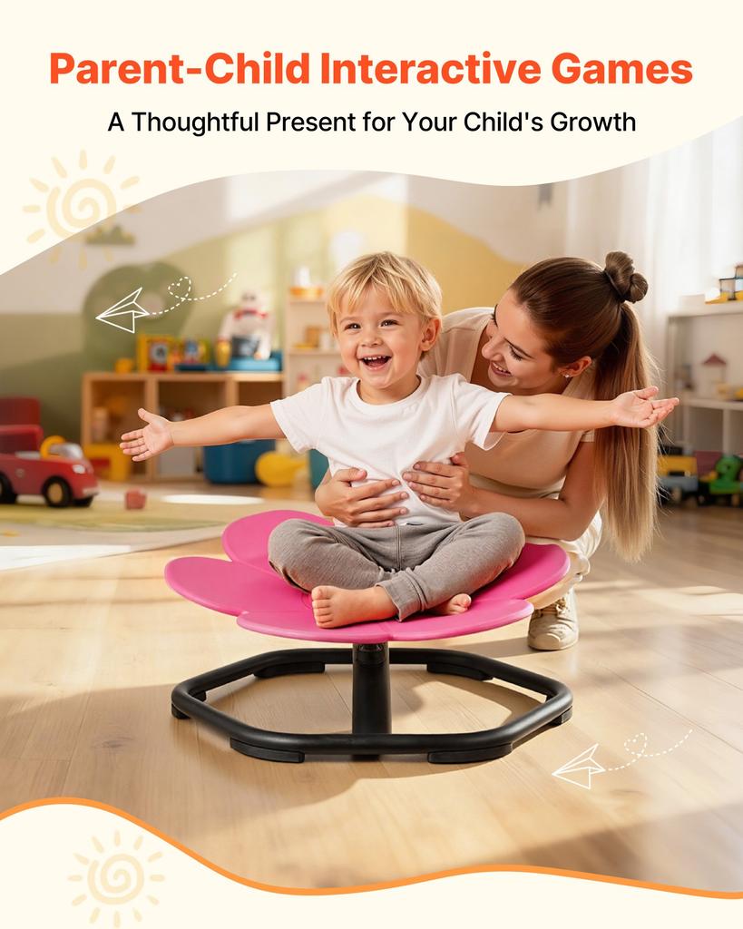 VEVOR Kids Swivel Chair, 220 Lbs Capacity, Flower Shape Sensory Spinning Chair, Autistic Kids Sensory Toy Seat with Non-Slip Metal Base