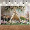 Happy Easter Photography Background Spring Flowers Colorful Eggs Rabbit Easter Party Decor Baby Kids Portrait Photo Backdrop7