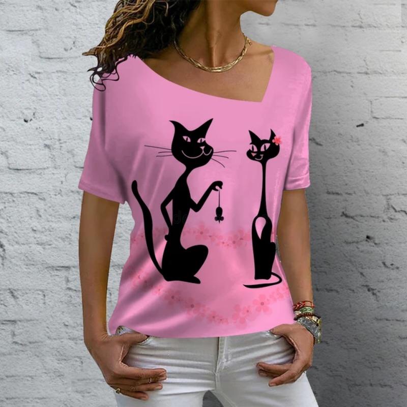Модные женские футболки с 3D-принтом с анимированным котом — фото 13