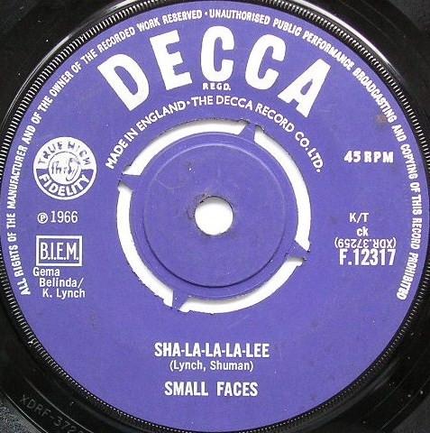 

7inch Record SMALL FACES - Sha-La-La-La-Lee F12317 Decca 1966 UK Rock Used