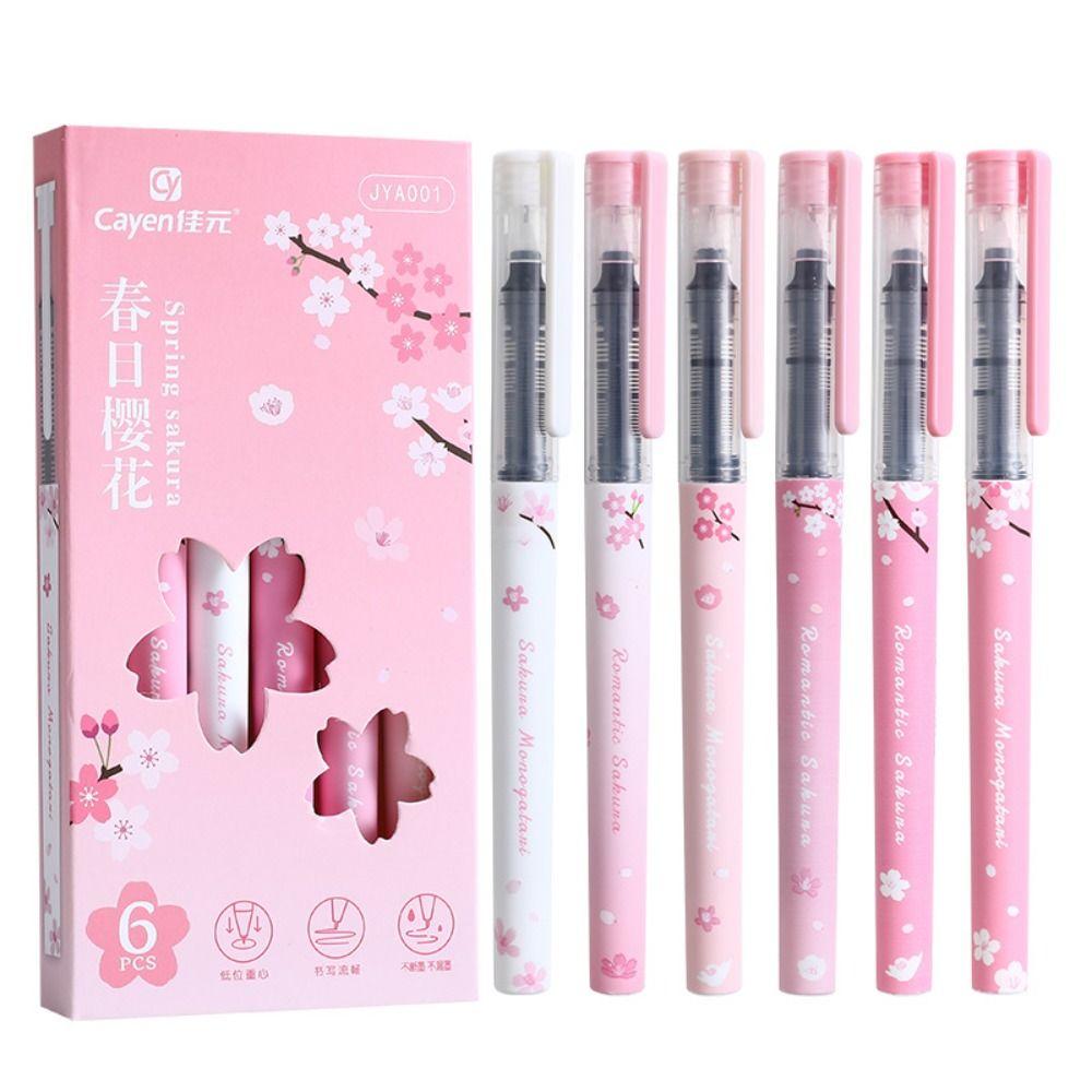 6PCS/Set Replaceable Refill Gel Pen 0.5mm Black Ink Large-capacity Neutral Pen Quick-drying Signature Pens Students