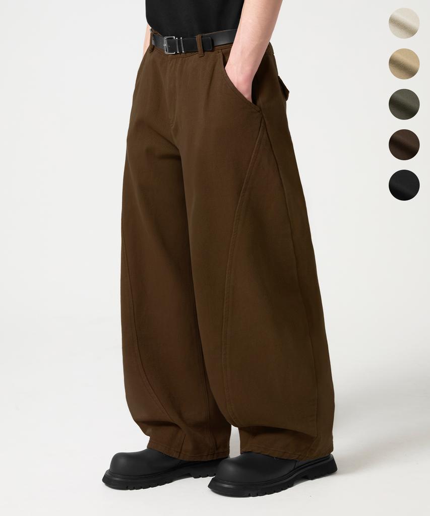 TRILLION [Special Feature] Curved Wide Cut Cotton Pants_5 Colors