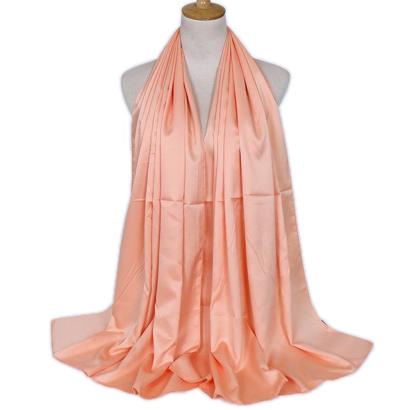 Premium Schimmer Seidensatin Hijab Schal Damen Luxus Medine Seide Schleier Muslimische Frauen Hijab Glänzender Seidenschal Damen Schals Stola