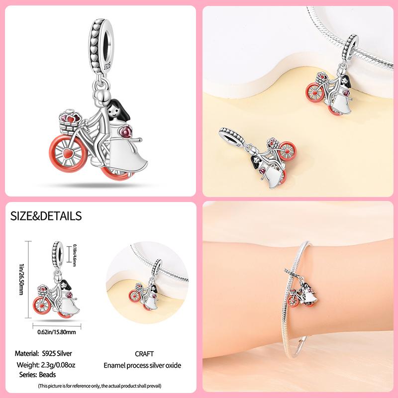 Copper Romantic Couple Rose Valentine'S Day Charms Beads Fit Qikaola Original Bracelets Fine Diy Jewelry Gifts