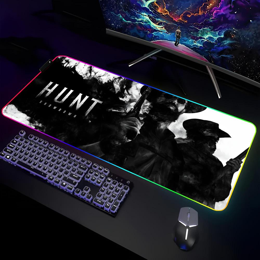 H-Hunt-Showdown Tappetino per Mouse da Gioco Tappetino da Scrivania RGB per Giocatori Tappetino per Tastiera Tappetini per Mouse LED per Computer Portatili da Gioco Protezione da Scrivania Tappetini per Mouse Anime