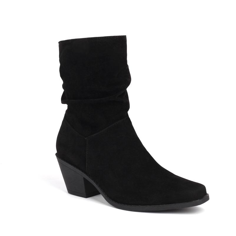 Dámské kotníkové boty hranatá špička silný vysoký podpatek plisované krátké boty stručné dámské módní boty zimní černé khaki hnědé 43